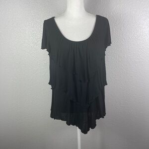 Black blouse with ruffles